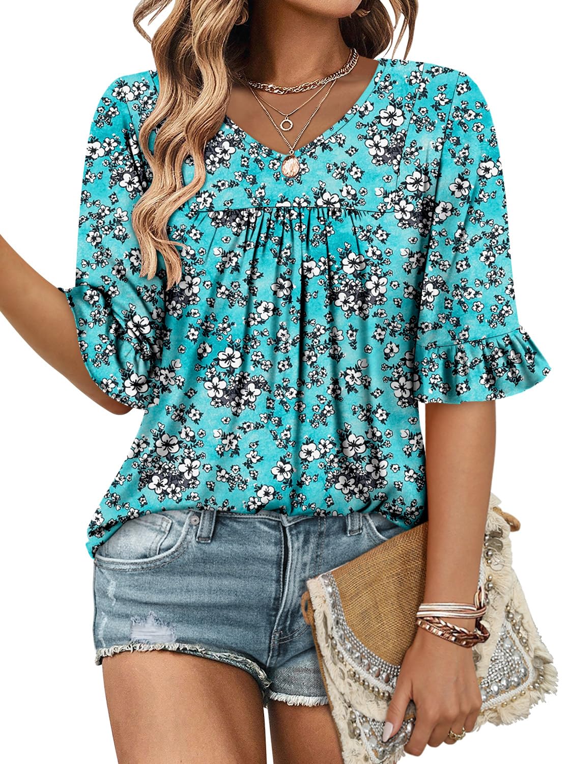 Women's V-Neck Ruffle Blouse - B Elegant Gardenia 18-image-ec3f5761-79b2-4642-85a9-e940e034ef56-100597