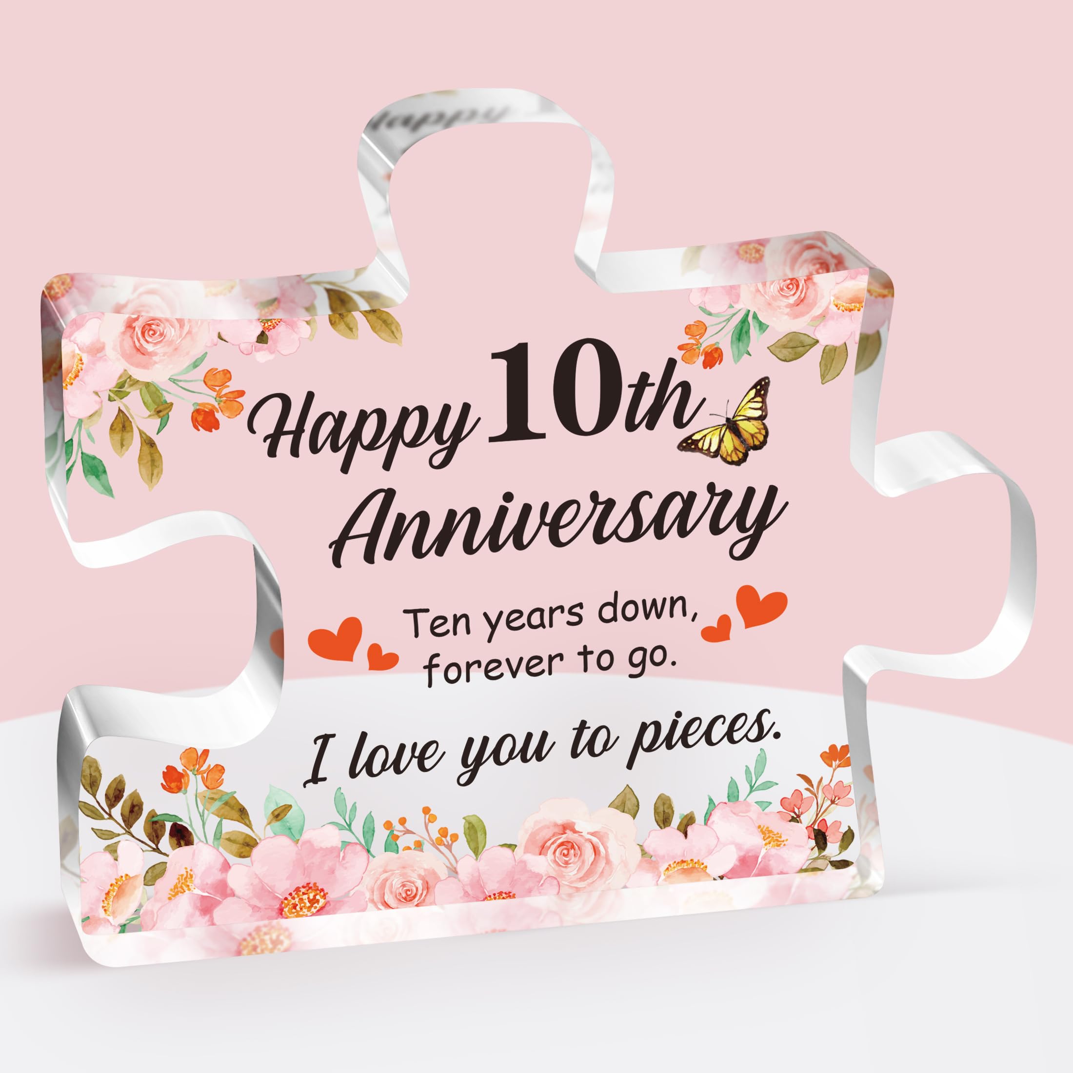 10th Wedding Anniversary Puzzle Plaque – Unique Tin Anniversary Gift, Romantic Décor