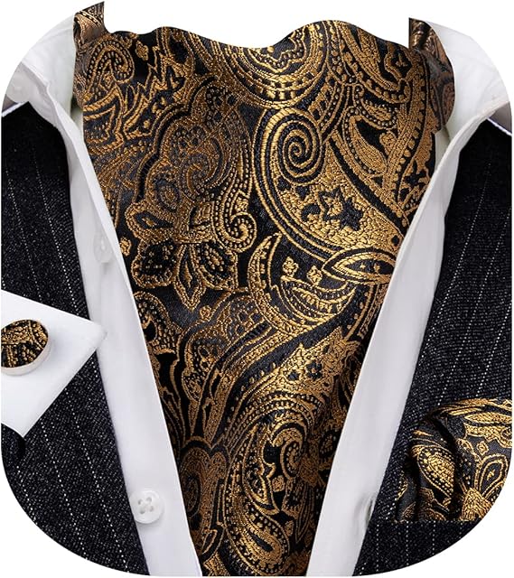 Men's Silk Paisley Cravat & Pocket Square Set - Self Tie-image-7ba97798-2a7f-411a-afb5-0078764a0504-35217
