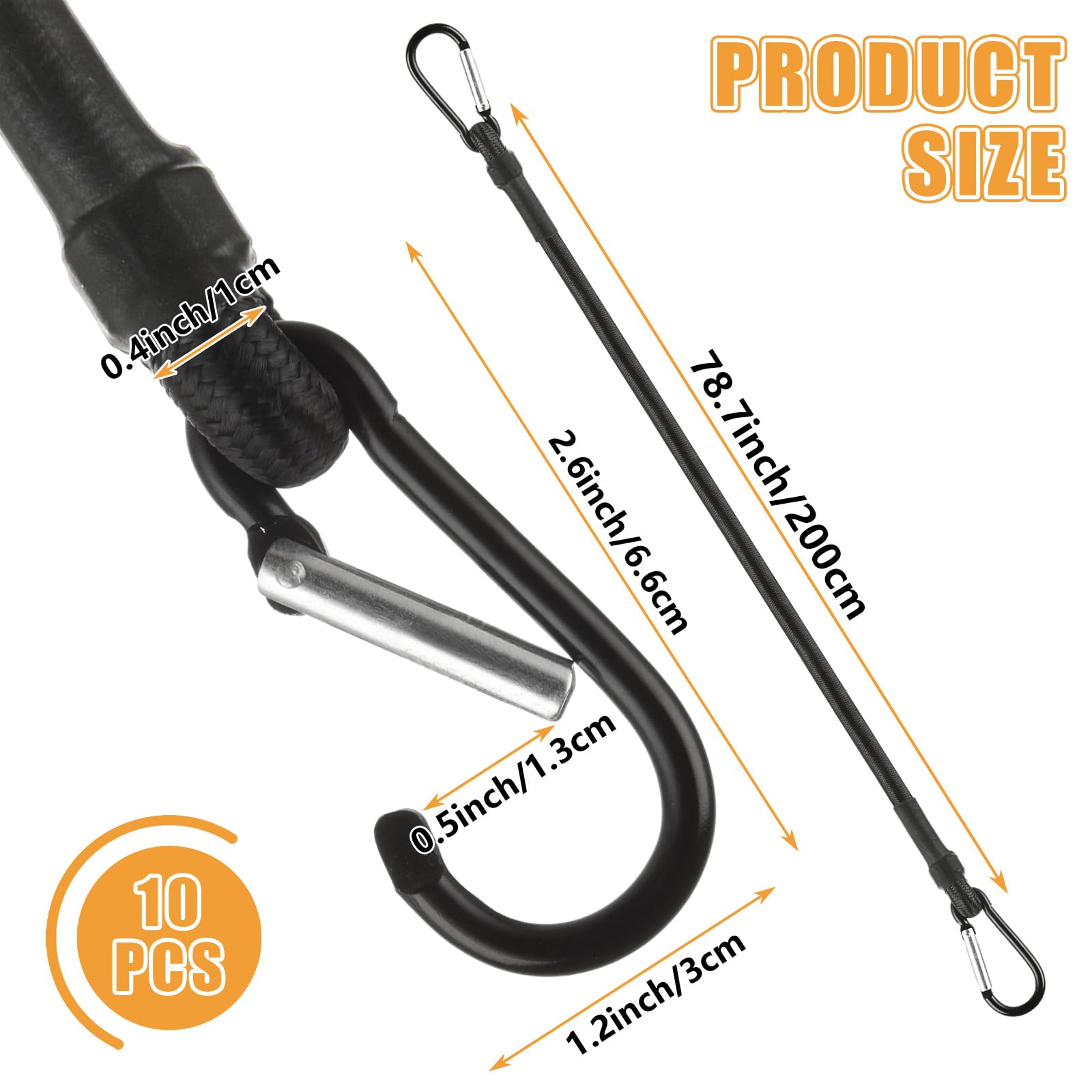 8 Schwere Bungee-Seile Mit Karabinern – 61 Cm, Dehnbar, Für Outdoor & Transport