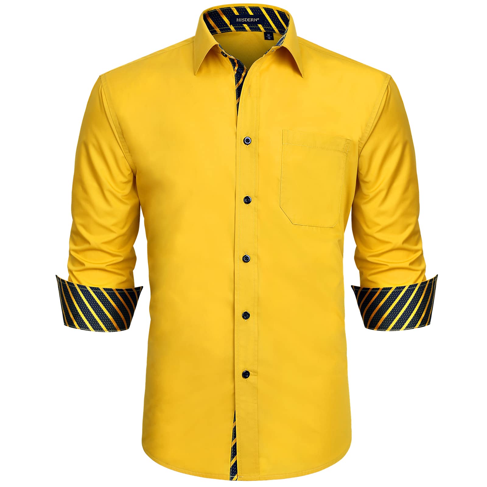 Men's Long Sleeve Shirt Slim Fit - Yellow 5XL-image-39369f5d-616b-4106-b843-51cf662700fa-102622
