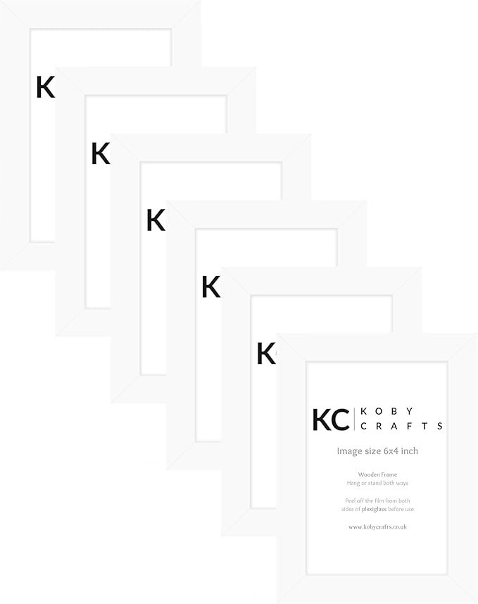 Pack of 6 White Wooden Picture Frames for 6x4 Inch Photos