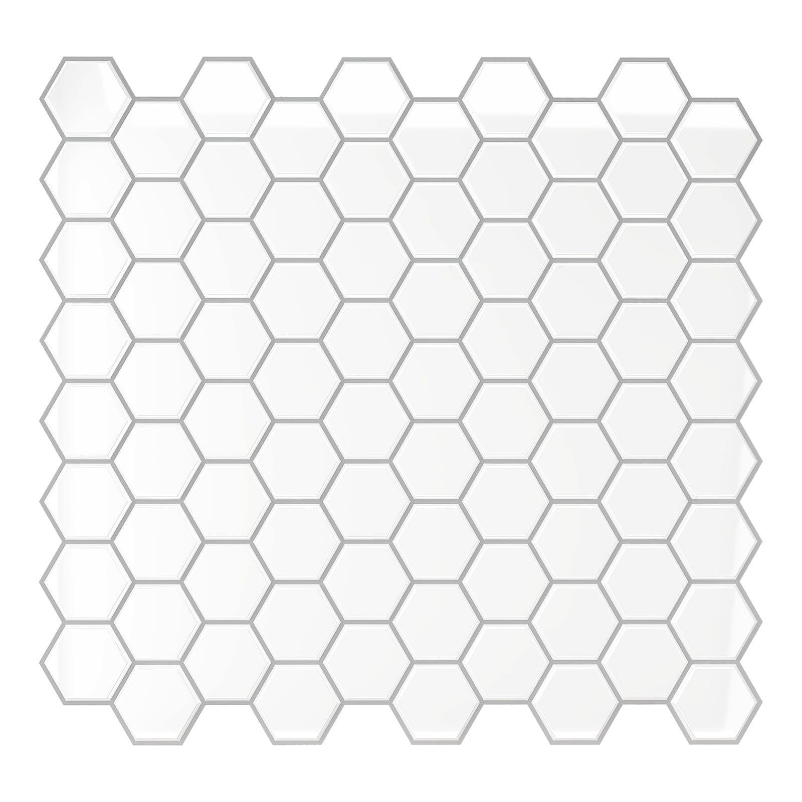 White Hexagon 3D Self-Adhesive Wall Tiles - Peel & Stick, Waterproof, Renter Friendly 30.5cm x 30.5cm, 6 Pieces-image-bb6b8f36-661c-46b6-9120-d2966ecfe18d-59430