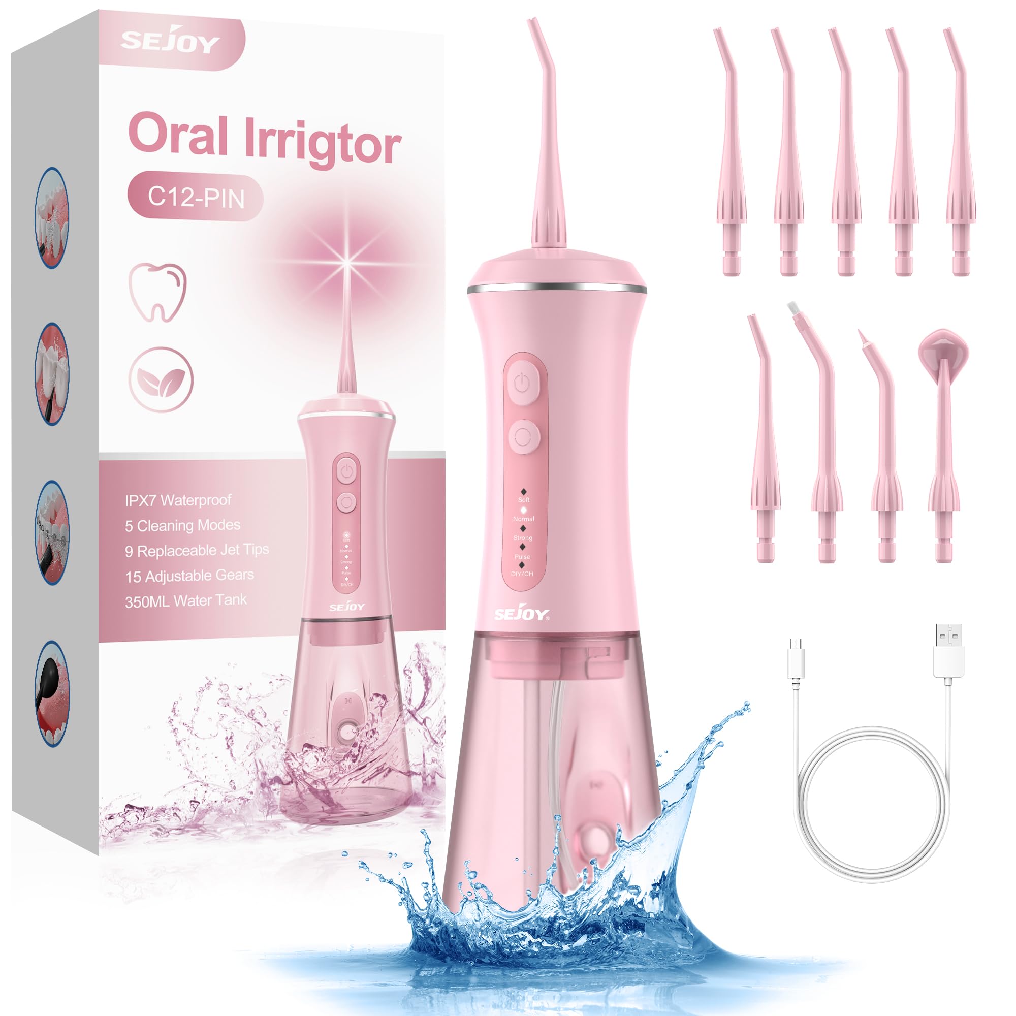 Cordless Oral Irrigator 5 Modes - Pink C12-image-825fd01b-da42-44b1-9c91-7ac1d372c932-116744