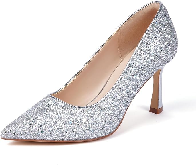 Women's High Heel Pumps - Silver Glitter 39 EU-image-aa963d21-57ed-437f-bbe9-0f59b95fb014-85767