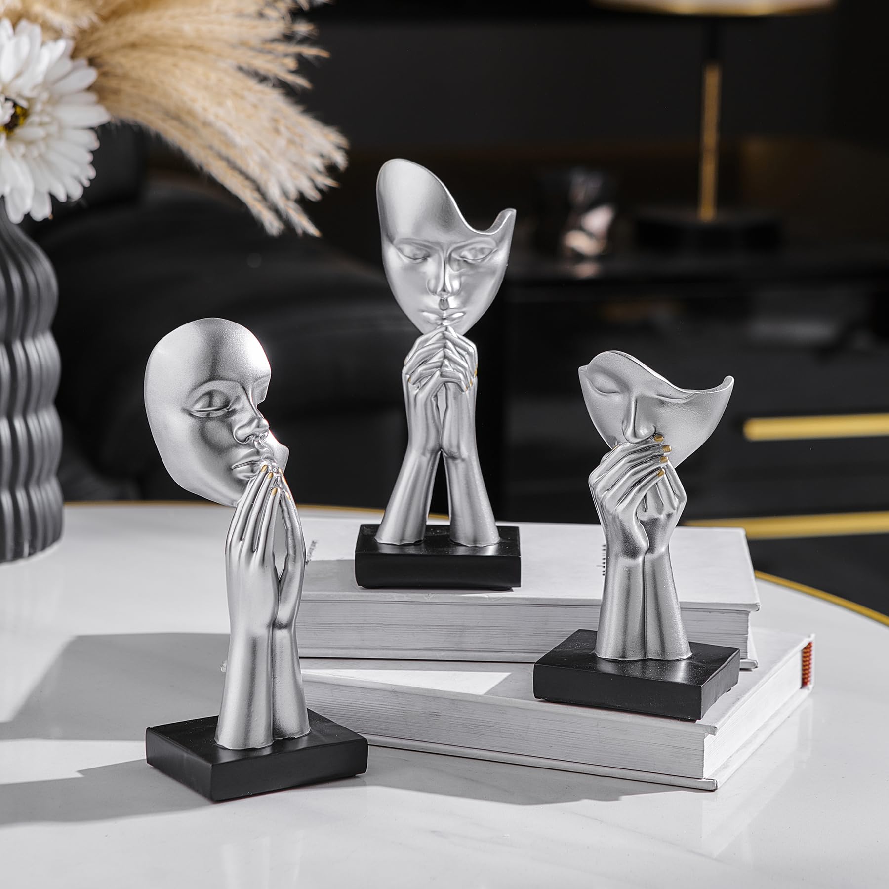 Resin Prayer Statues Set of 3 - Silver 7x7x18.3 cm-image-a4dbd6de-9fb3-4d19-8d3c-d92aa7a90687-94730