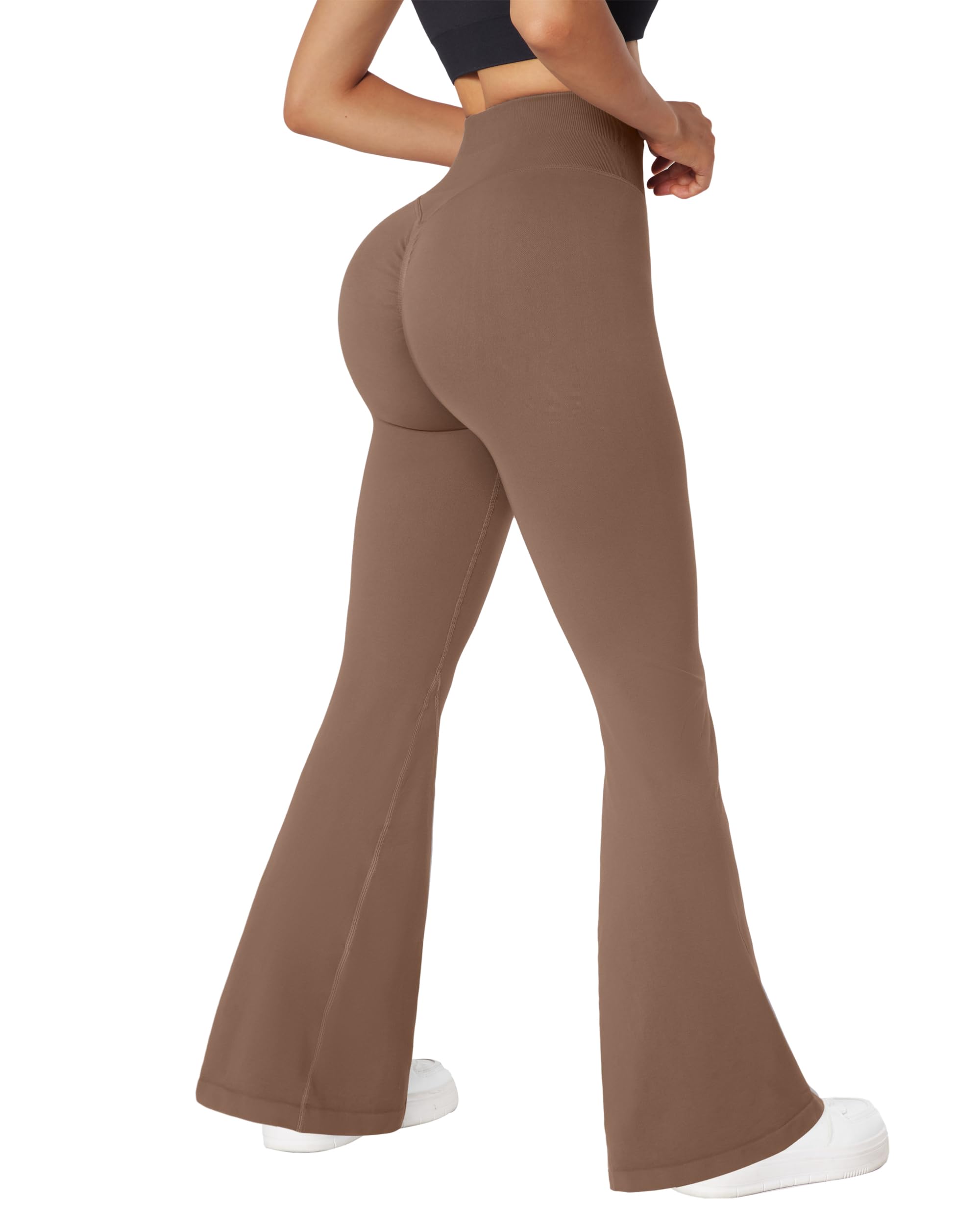 Women's Flared Yoga Leggings - Khaki L-image-c0fc625e-5237-478c-8047-be6d7b37b8e4-109458