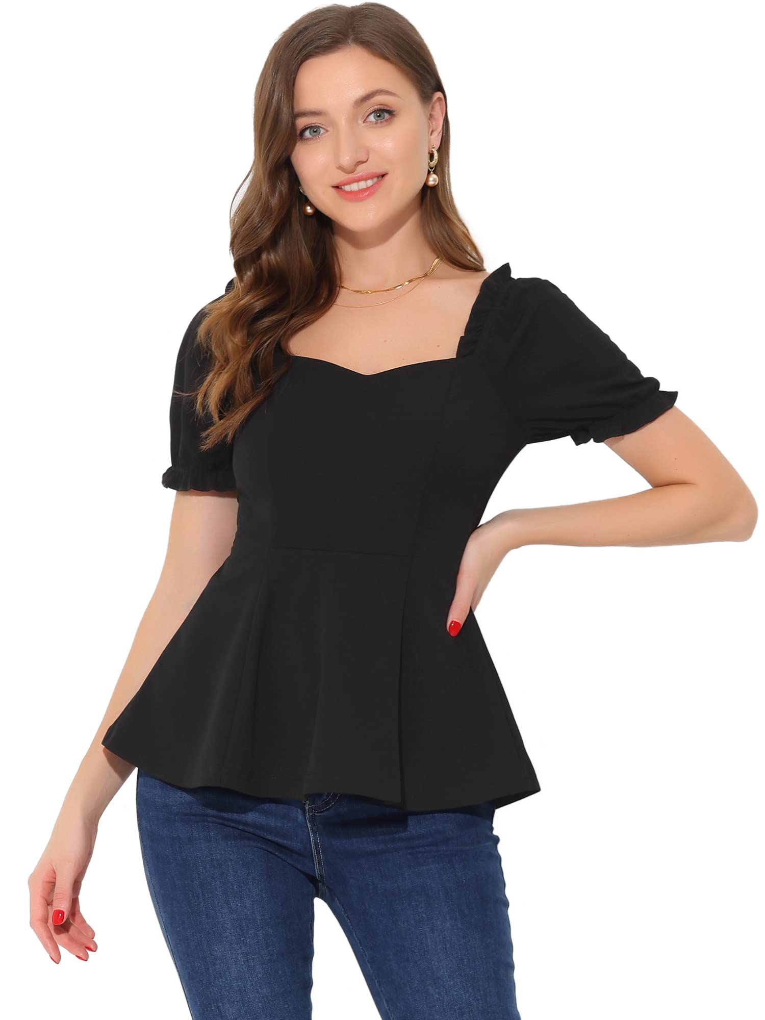 Ruffle Peplum Blouse - Black M-image-d8f097e8-abe1-46a2-8f0c-52d671b6de81-88435