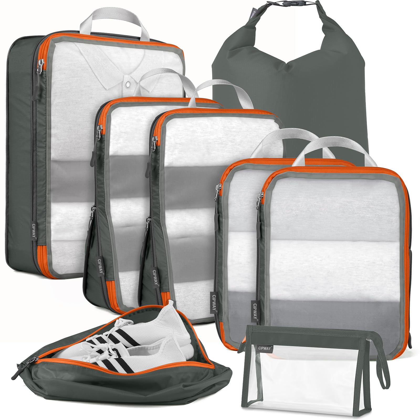 Compression Travel Packing Cubes Set - Grey 8PCS-image-c65f2caf-930b-40e8-8bb5-0ecbb0a6a736-118183