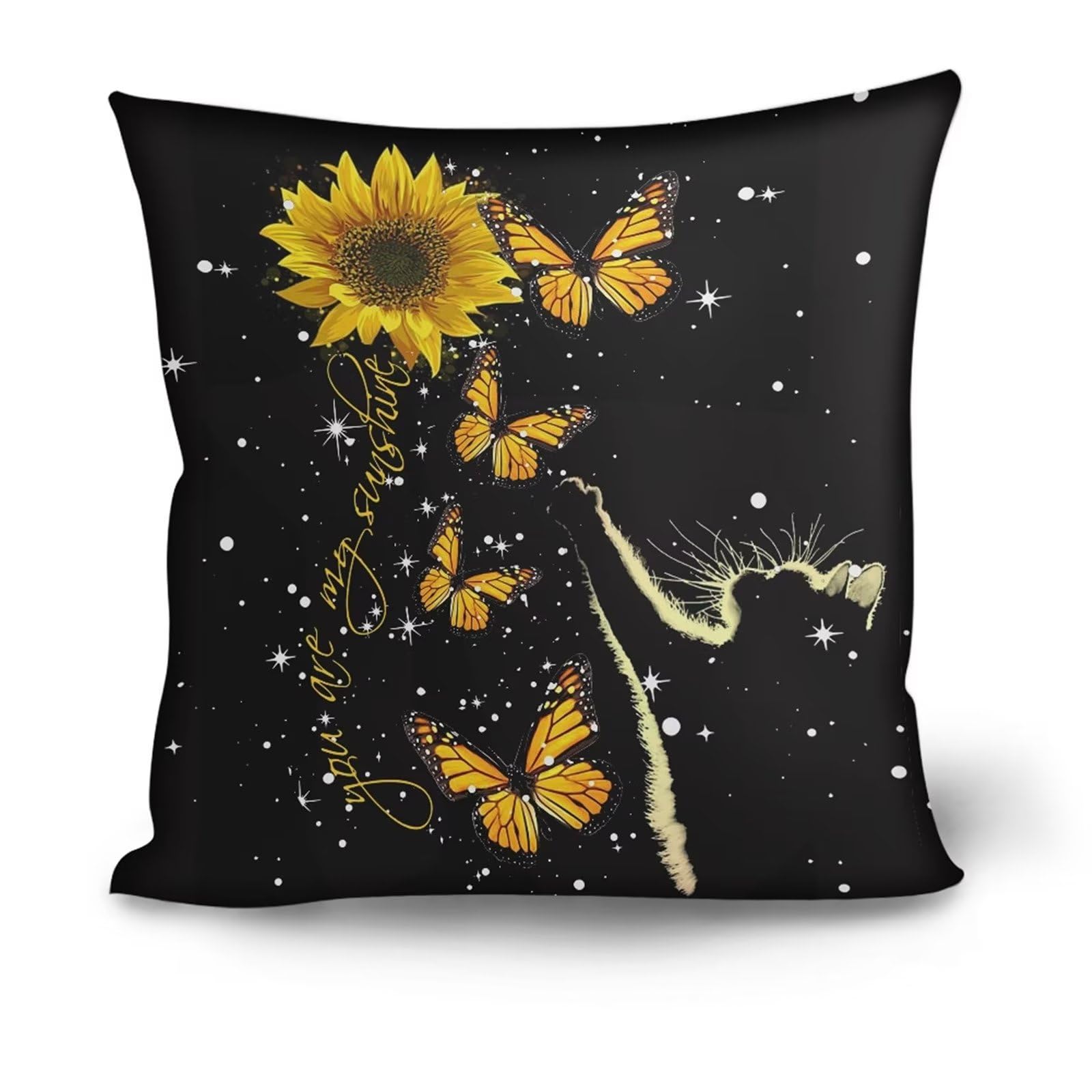 Showudesigns Butterfly Sunflower Throw Pillow Cover Home Decorative