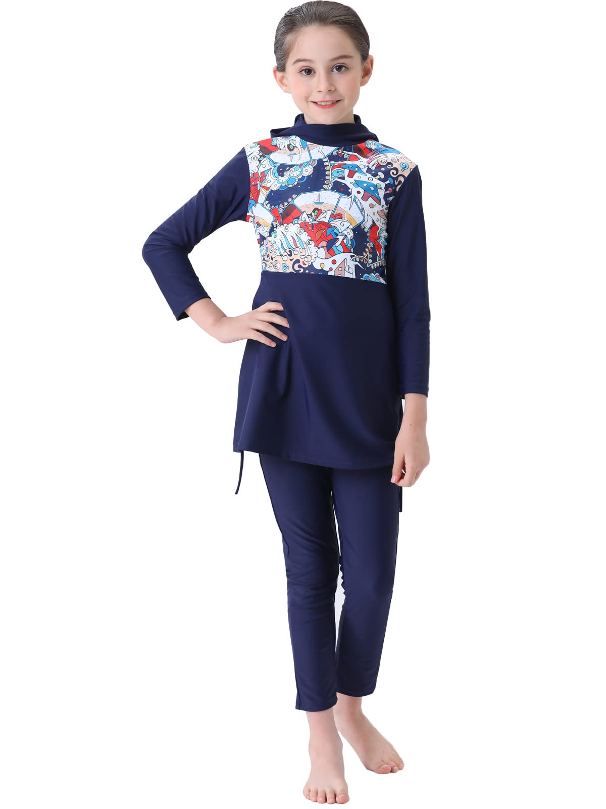 Girls 2 Piece Burkini Swimwear - Blue 110cm-image-af59f4f8-6915-446a-a665-4416292e41bf-85722