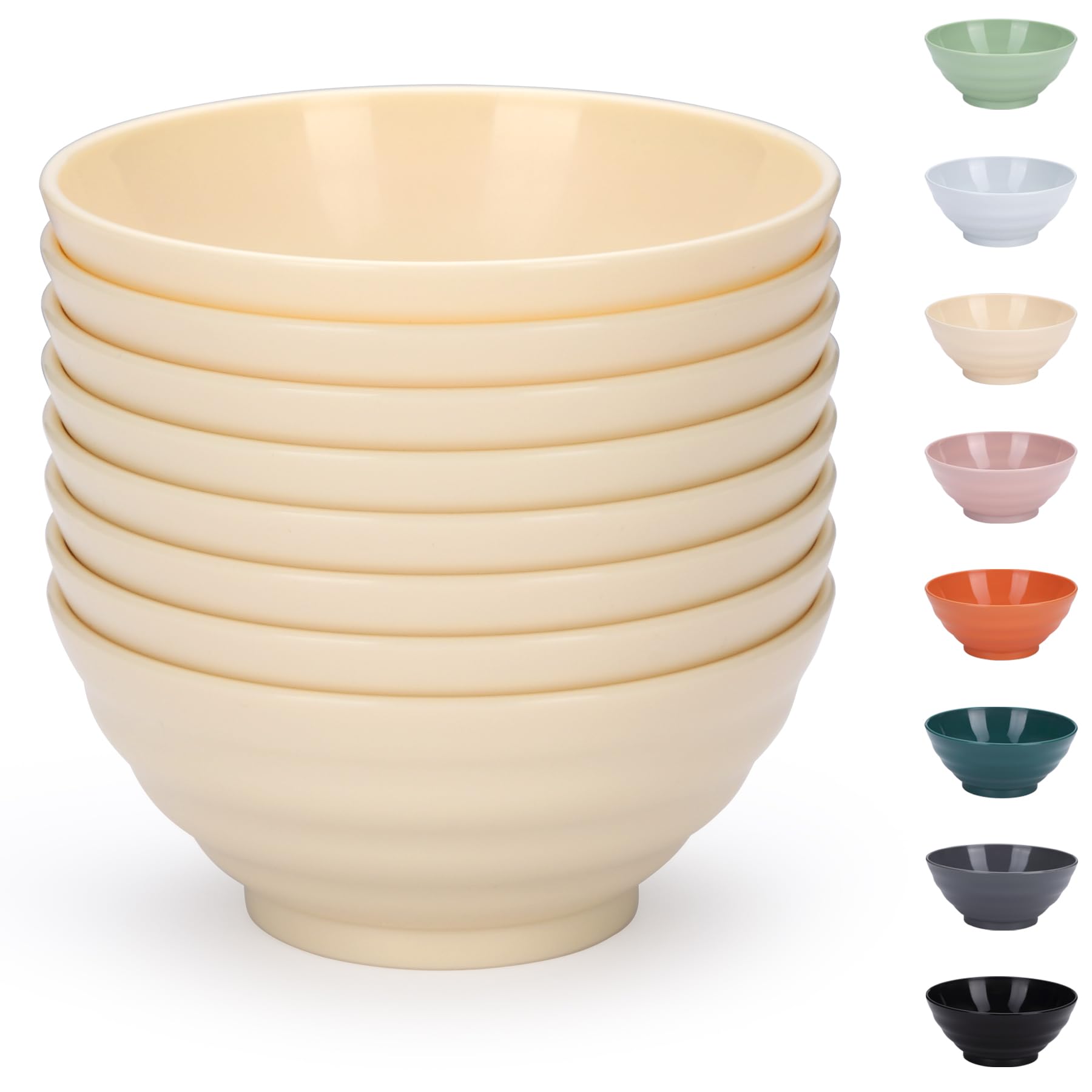 Evanda 8-Piece Unbreakable Plastic Bowls Set, 1100ml, (Cheese White)-image-f3cff3cc-1a14-478e-b856-fc1a547dfd74-53344