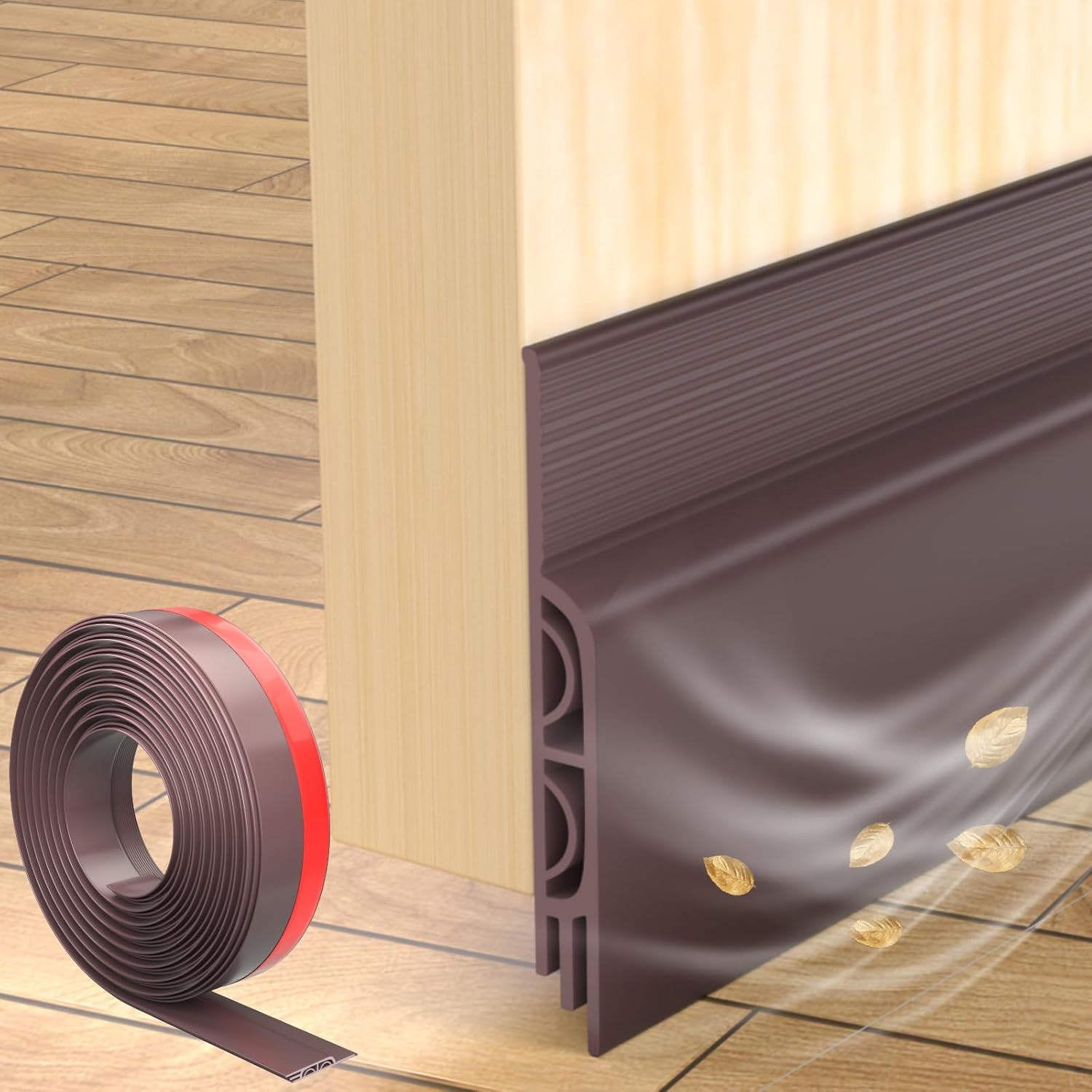 2M Brown Draught Excluder for Doors - Self Adhesive Under Door-image-1c4fd394-cdb5-49a6-9eb0-2c60b349c837-52900