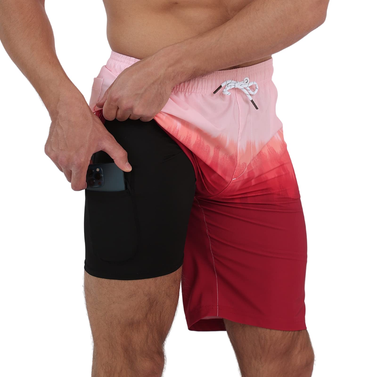 Men's 2-in-1 Swim Shorts Quick Dry - Gradient Red S-image-46c6691d-757b-46a0-8951-01dd9fa4f534-94997