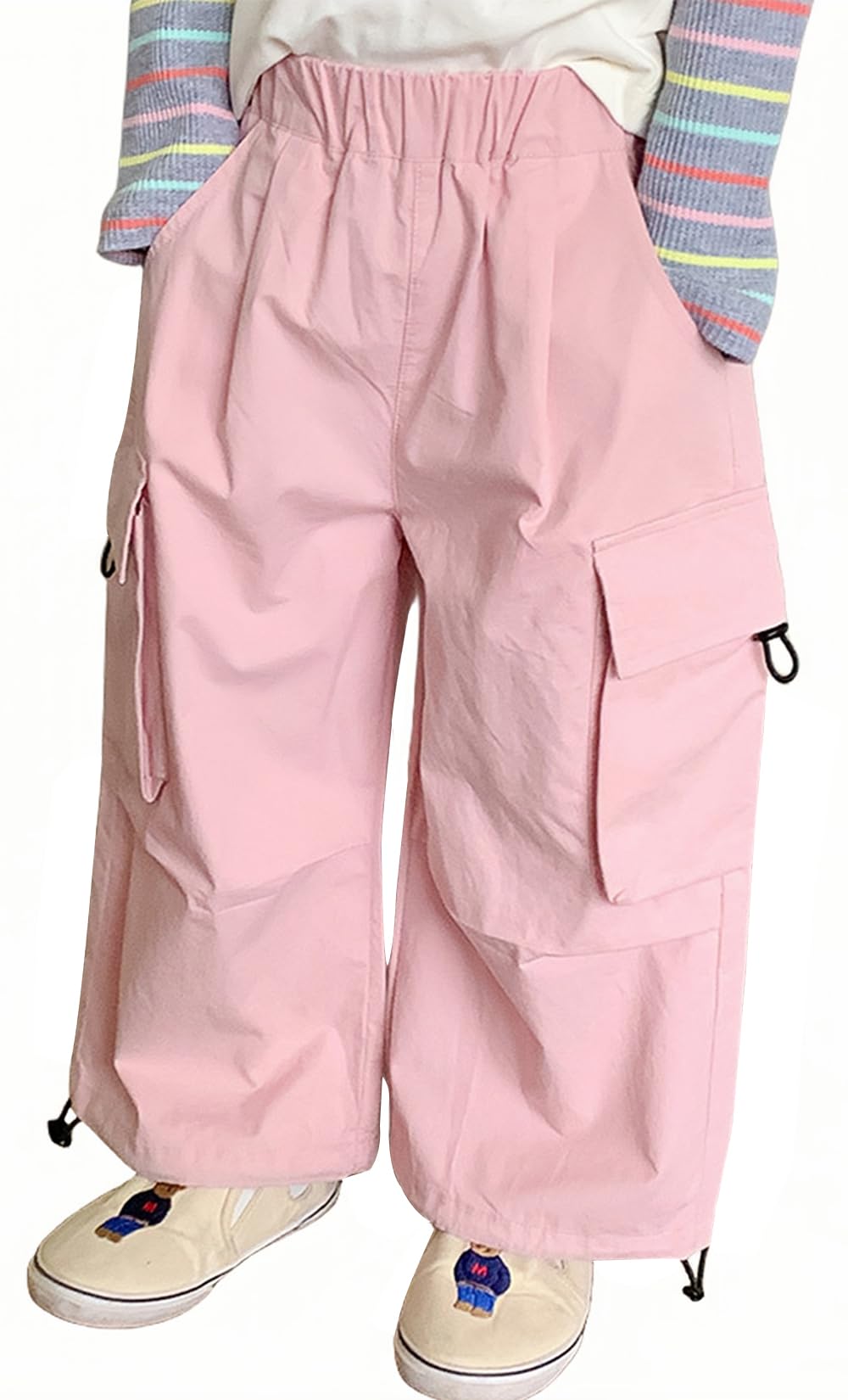 Pink Girls' Cargo Trousers 2Y - Elastic Waist Hip Hop Style Baggy Cotton Joggers-image-e25666c7-325f-4493-925f-4b623df718ea-48800