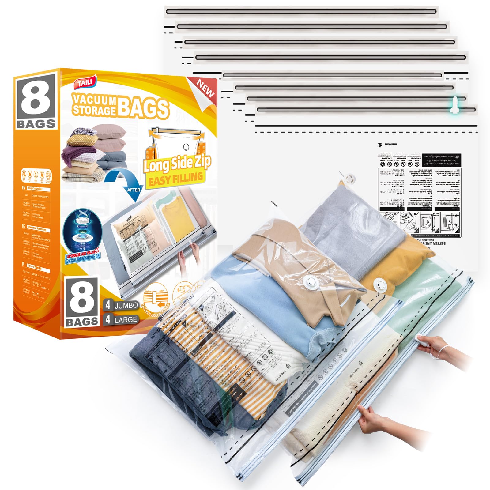 Vacuum Storage Bags - 4 Large + 4 Extra Large