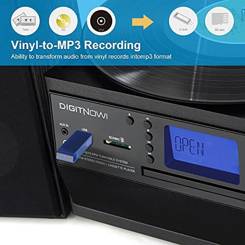 DIGITNOW! Bluetooth Viny Record Player, Turntable For CD, Cassette