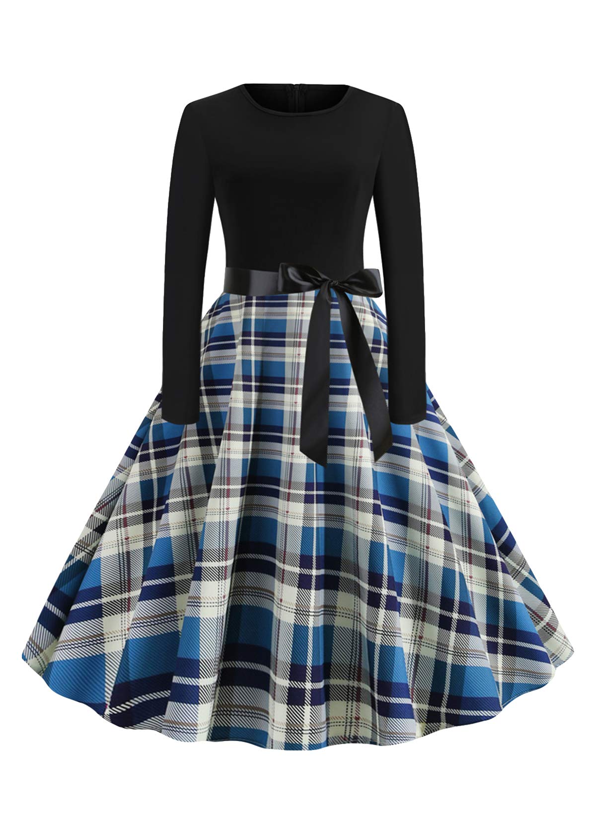 Women's Vintage Swing Dress - Blue White S-image-ad7e3ddc-101b-4d28-953c-633fe3d5f767-108782