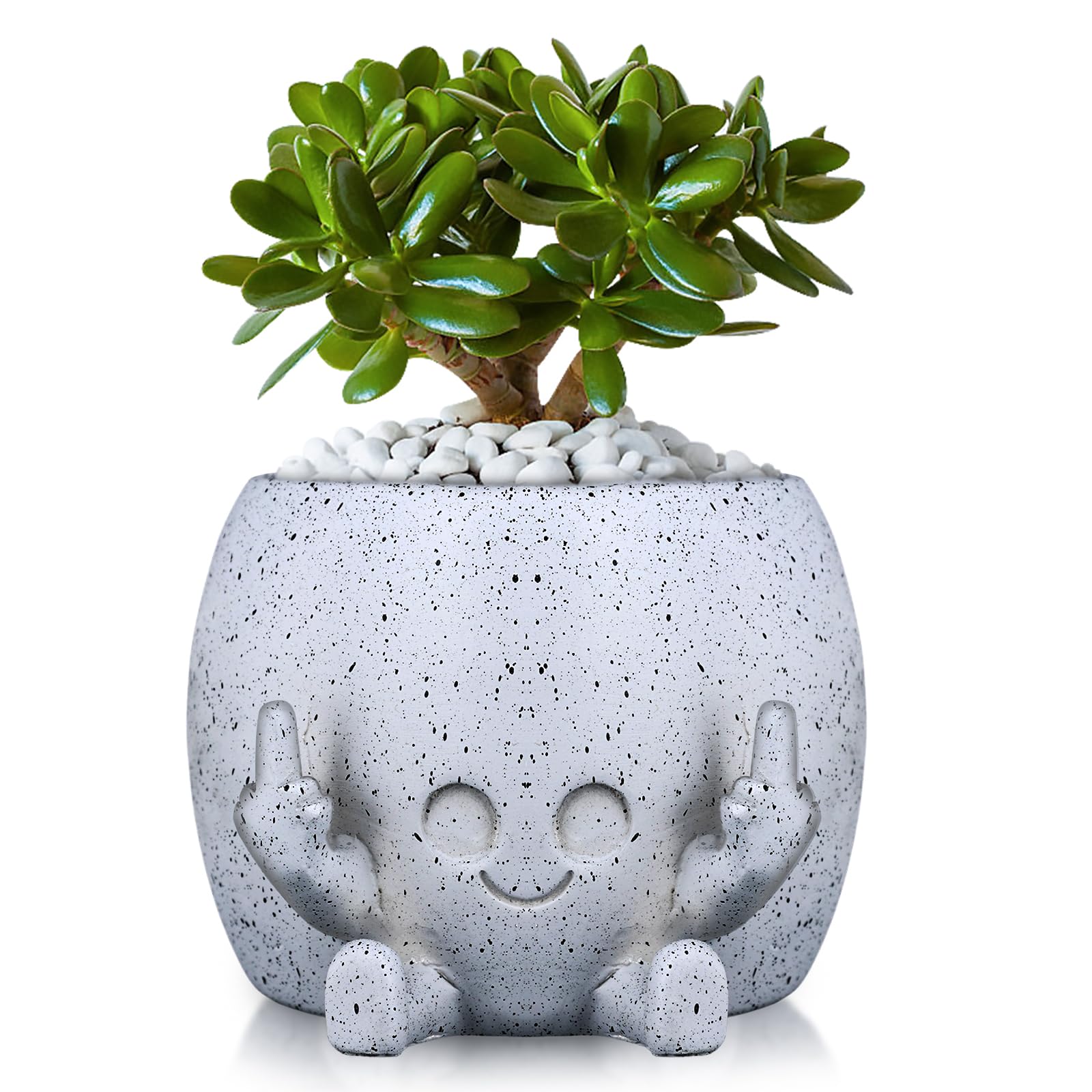 Smiling Resin Plant Pot Funny Planter - Grey 10x7cm-image-fc38d46e-b405-4615-a545-84fb66e228ae-101973