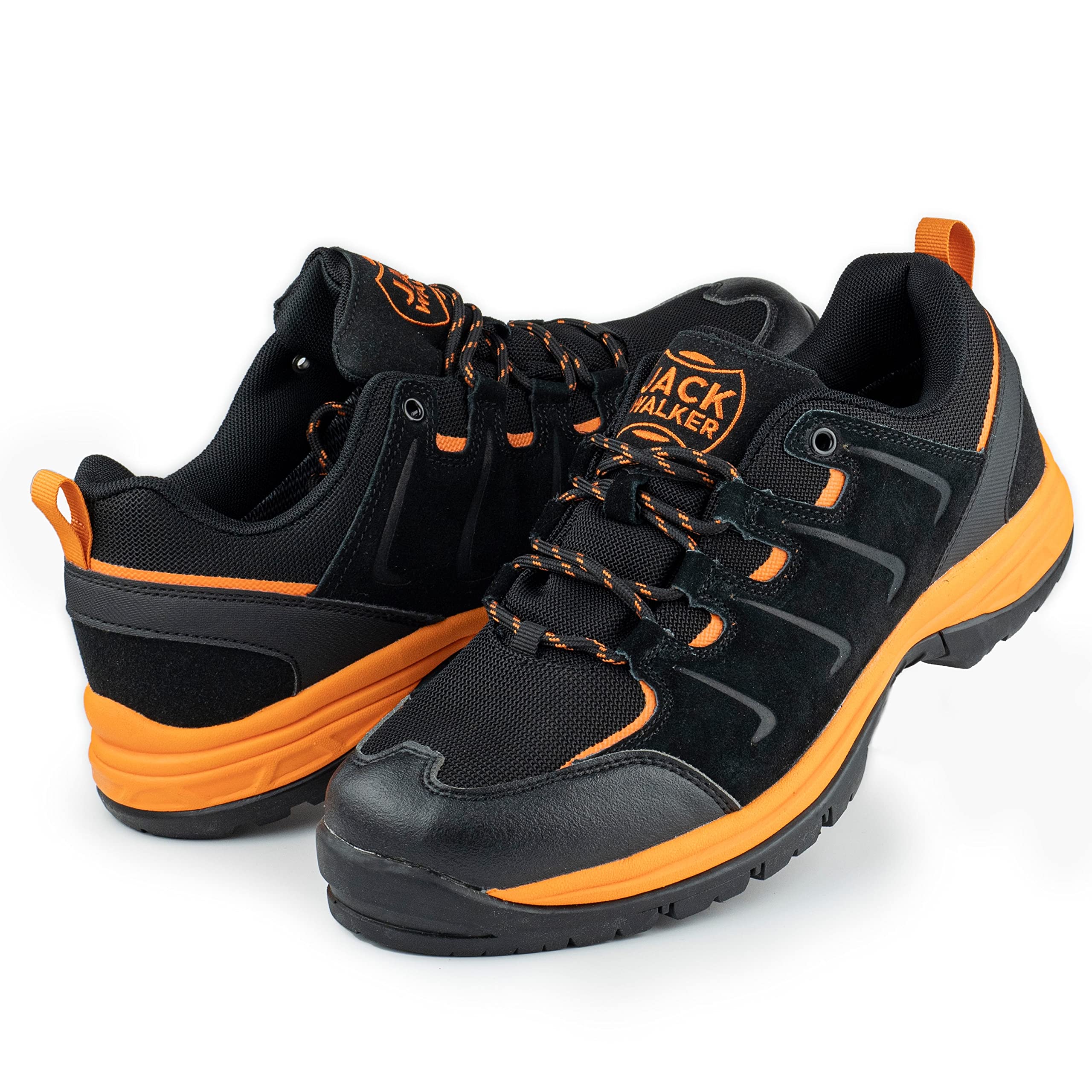 Jack Walker Mens Waterproof Walking Hiking Trainers for Comfort with Arch  Support Footwear JW017 (5 UK, Black-Orange)