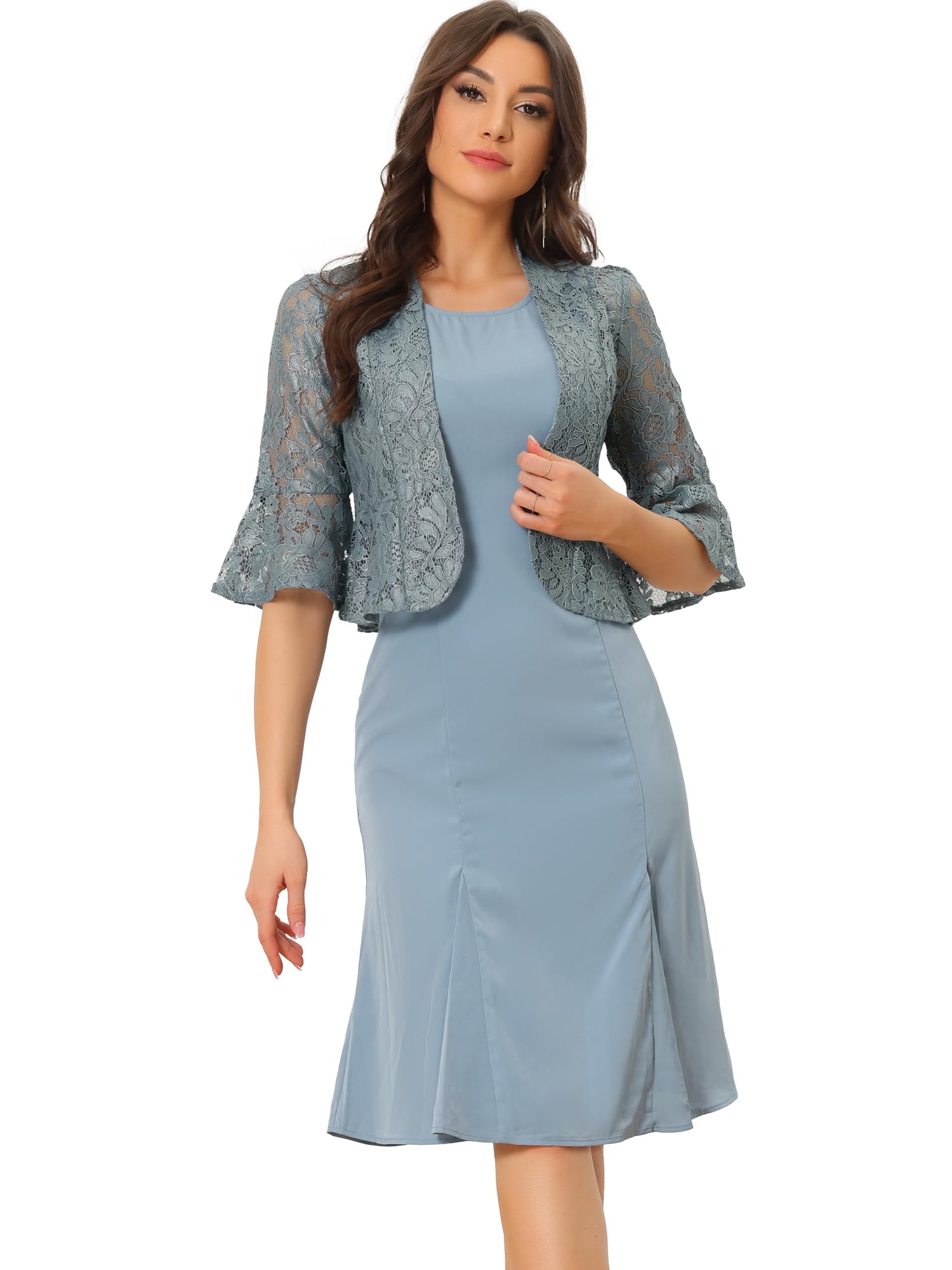 Women's Lace Midi Dress Set - Grey Blue S-image-41f3ba94-9740-4aa7-a308-a99e942daa35-114138