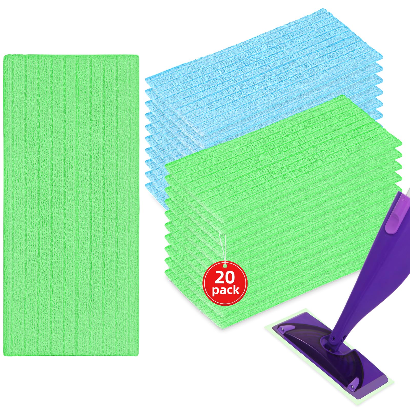 20 Pack Mop Refill Pads for Flash Power Mop - Multi-Surface Wet & Dry Cleaning (Blue & Green)-image-55d8b5d6-5ae6-4867-9ade-c9f9945bbe9c-53388