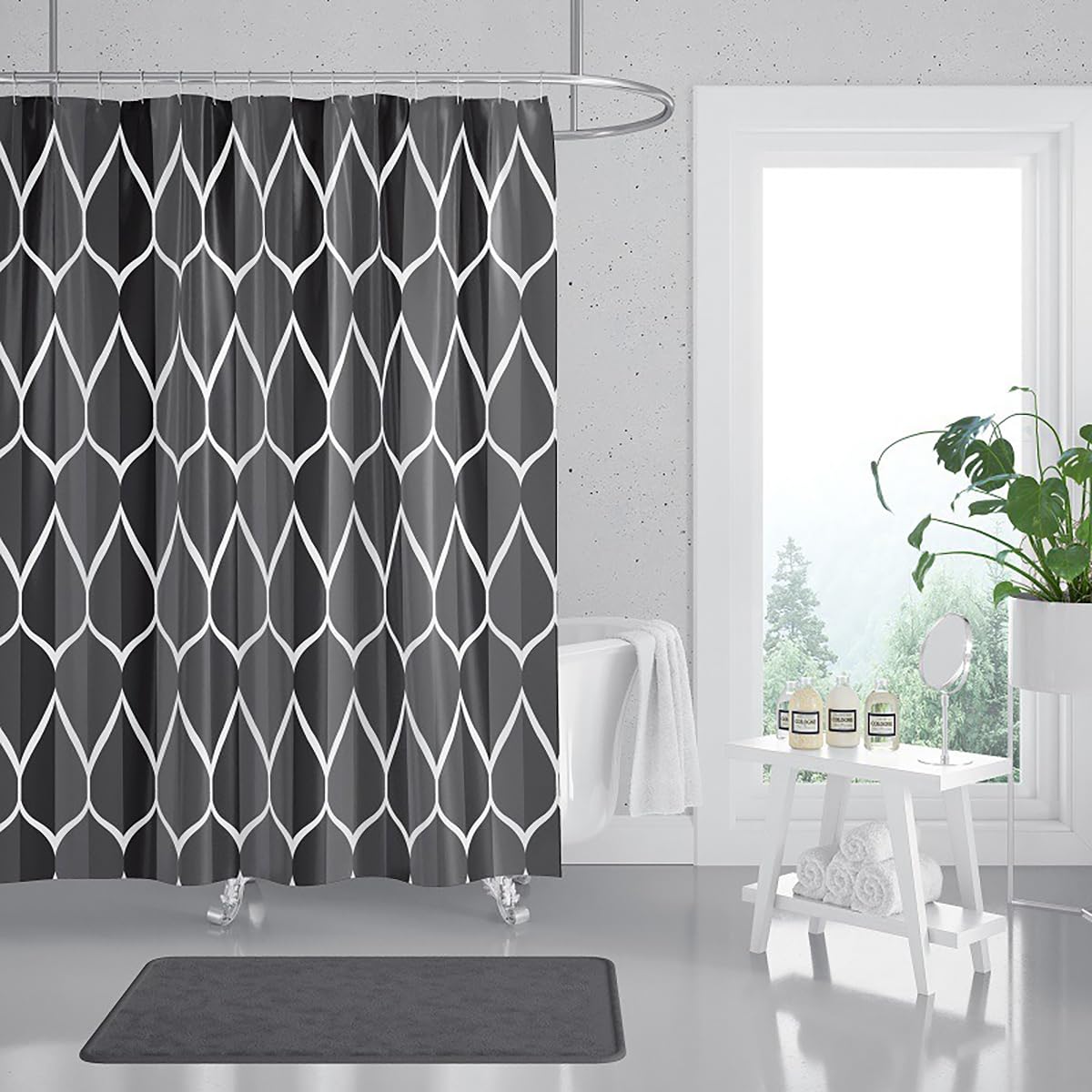 Waterproof Shower Curtain - Tw-Black W110.2"xL78.7"-image-3a4b8bc7-83b0-4c6a-b203-e12b5b1c49fb-119165