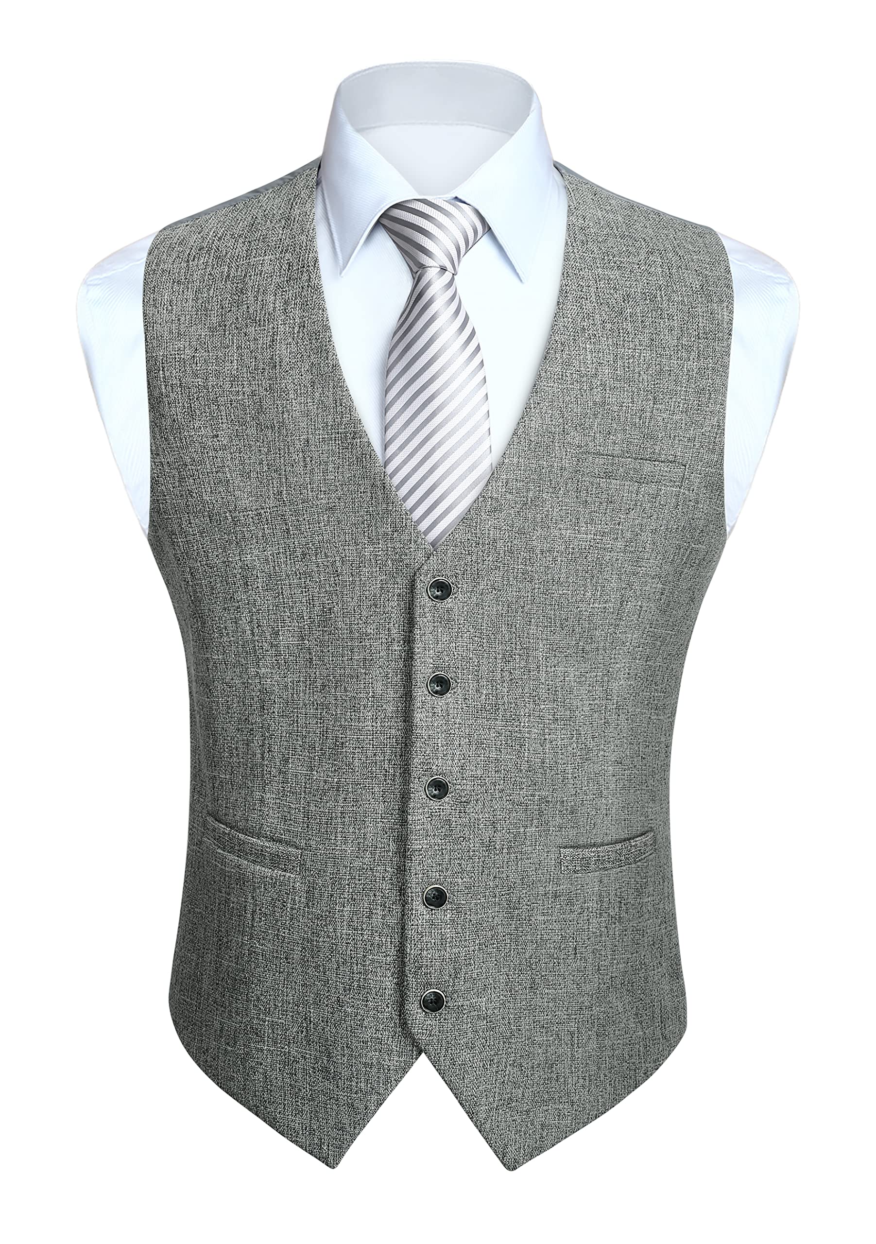 Men's Formal Waistcoat - Light Grey 4XL-image-51d99353-f796-4087-a0ce-ac9095b03078-105517
