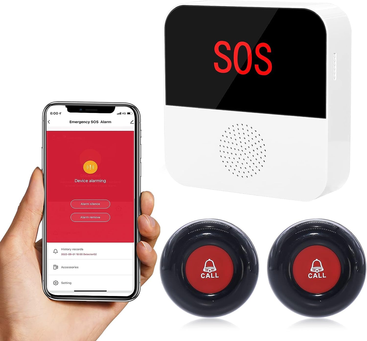 WiFi Smart Caregiver Pager Call Button with Receiver - Black Plug In-image-0a554bbd-f154-4ae3-a048-68a73c1c86ce-102210