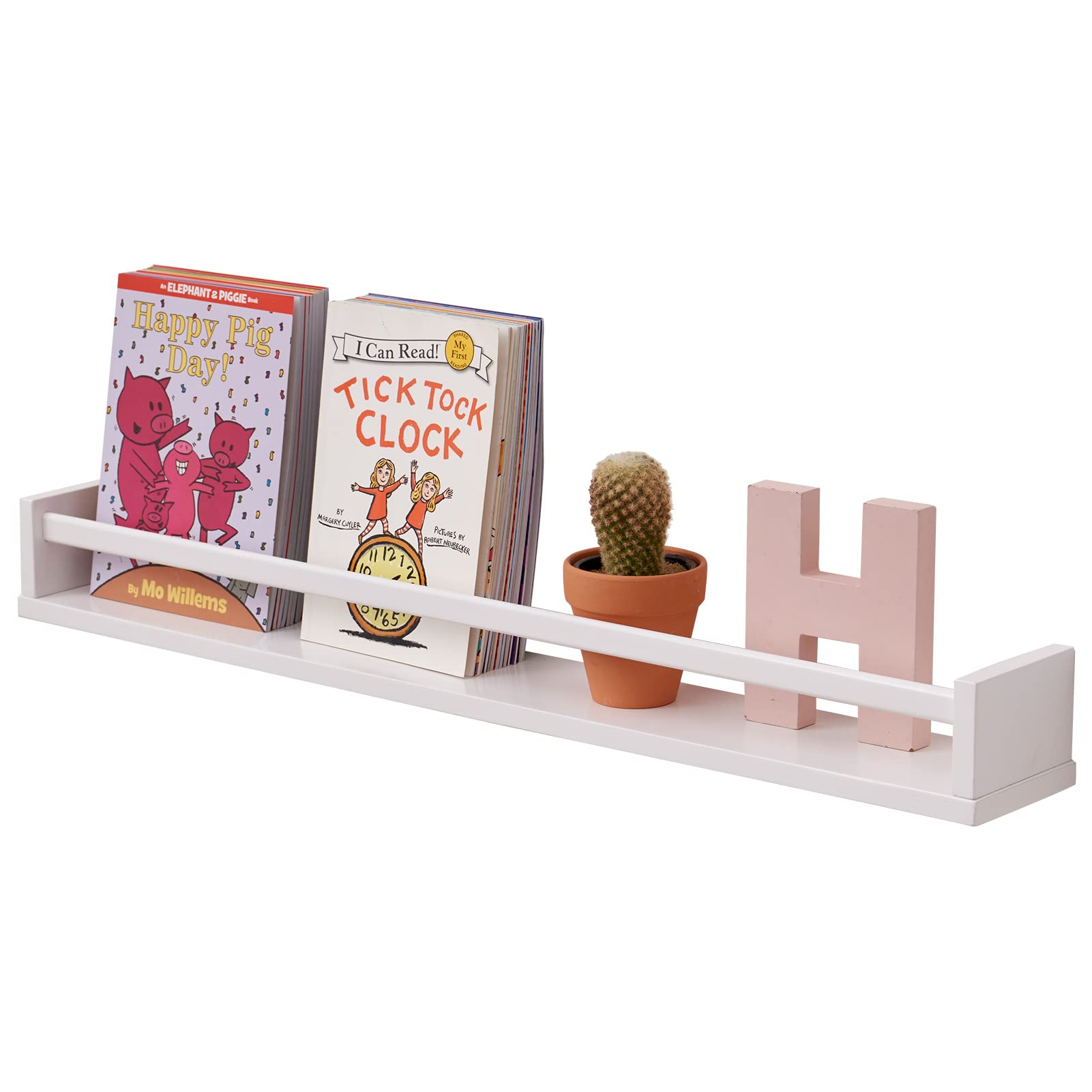 Solid Oak Floating Shelf, Wall-Mounted Display Ledge for Nursery, Living Room & Bedroom Decor, White, 80 cm-image-6371d5ce-f8c9-40b7-931f-9ced91654fba-78507