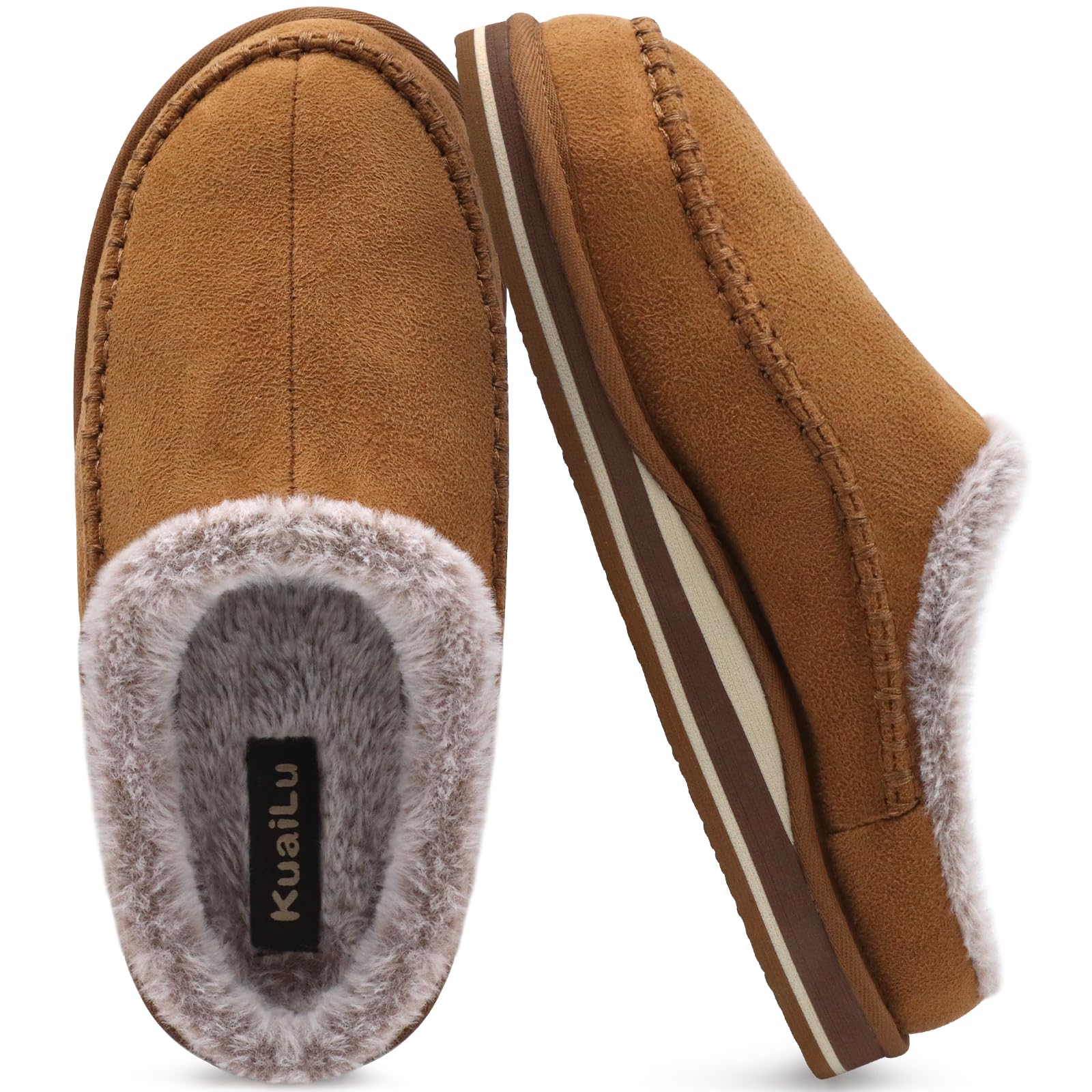 Men's Memory Foam Clog Slippers - Khaki Size 8.5-image-f8a90ff3-bdb3-4116-94c8-8d9a9bfab0ef-90274