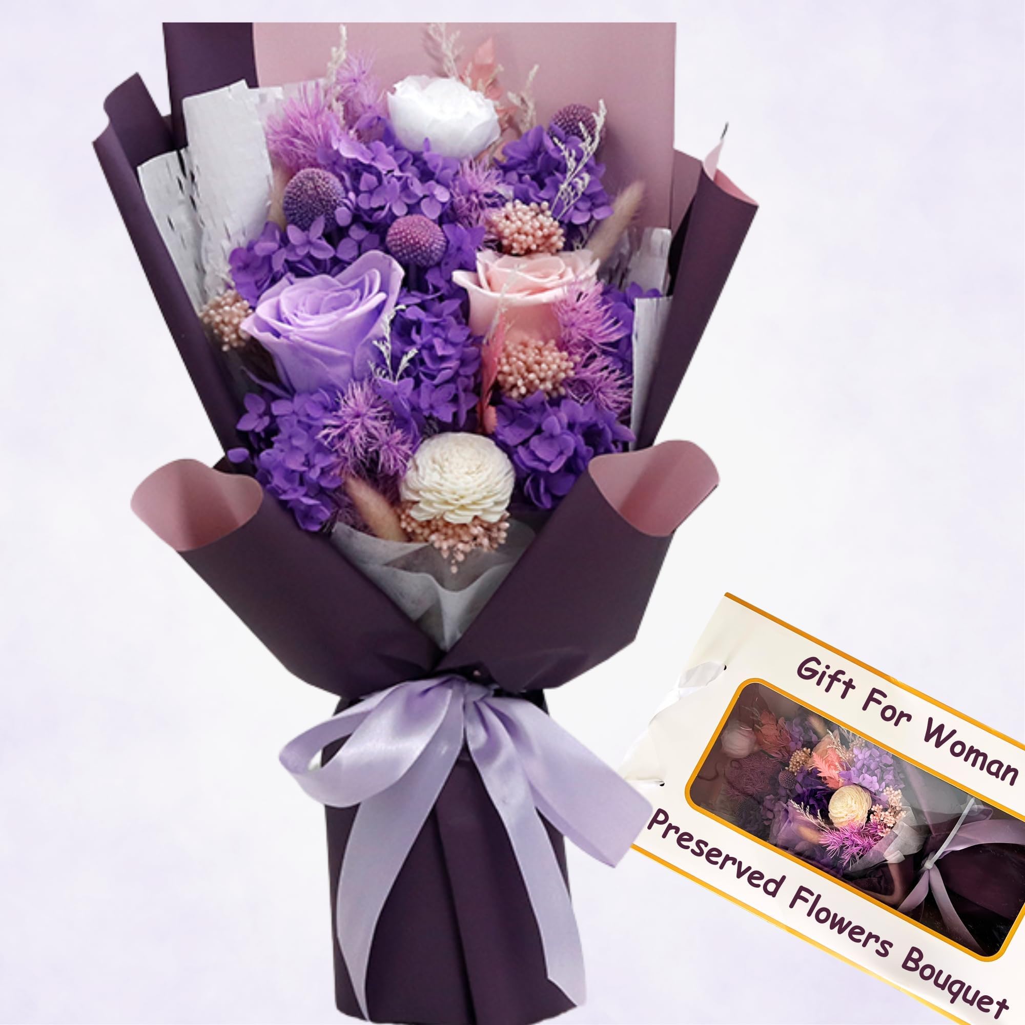 Preserved Flowers Bouquet Gift - Purple