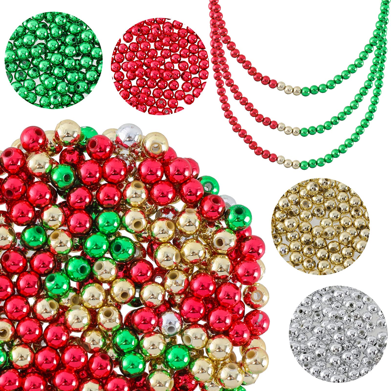 1200pcs Christmas Craft Beads with String - Red Green Silver Gold Small-image-afbae50e-0dba-40db-86ef-ecf6ab0e4d3d-97559