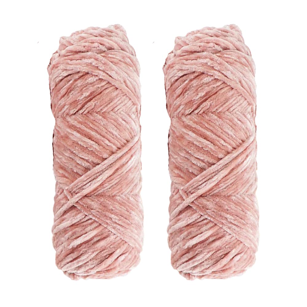 Soulnioi Yarn Velvet Knitting Yarn Soft Crochet Ball Craft 2pcs (Pink)-image-addb61cb-c64f-462a-b34e-8b3be57f868a-61707