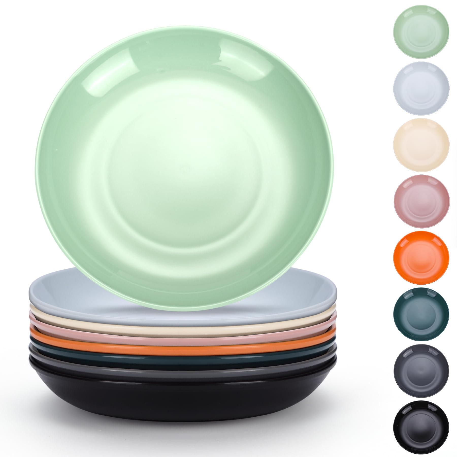 Evanda Unbreakable Plastic Plates Set of 8, 20cm Reusable Microwave & Dishwasher Safe, Multi-Colour-image-f25f5ade-19fa-4826-b6d5-0711ec55d3ee-53540