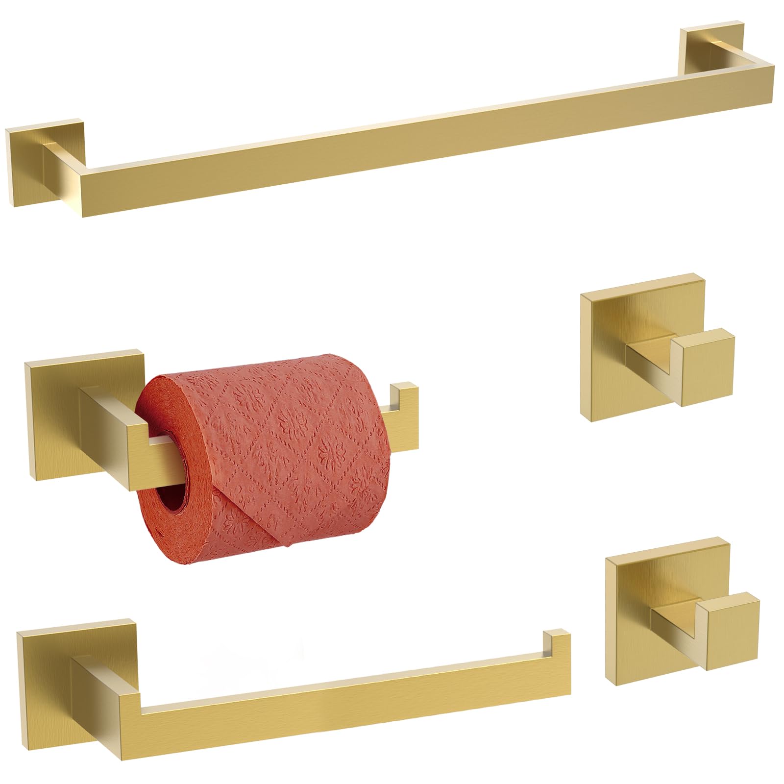 Bathroom Hardware Set 5-Piece - Brushed Gold-image-148796f1-338b-4eca-86a0-089a48829eac-114181