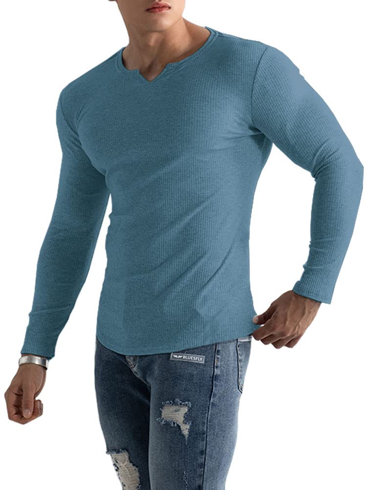 Men's Slim Fit Henley Shirt - A-Blue XXL-image-79d1b743-1d2d-408f-8a51-4031347d55ad-111669