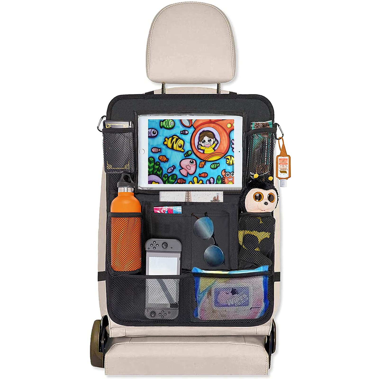 Car Seat Backseat Organiser with Tablet Holder & Kick Mat, 8 Pockets, Water Resistant, 2 Pack - Keep Your Car Tidy-image-42b7616b-96be-42a3-930b-40daef4b26b4-55639