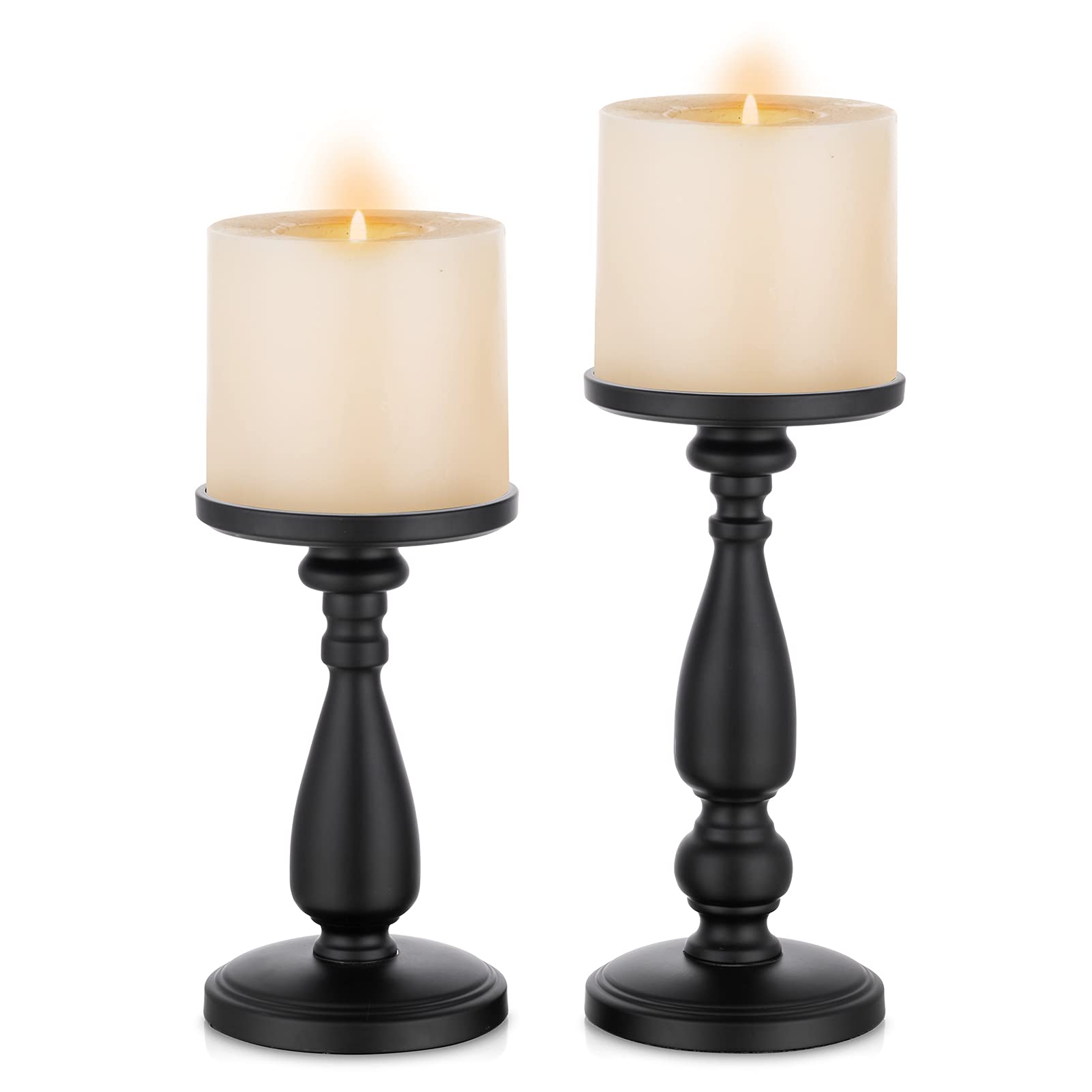 Sziqiqi Pillar Candle Holders Set of Vintage Metal Large 2 Black-image-e8a618e8-a101-4493-a0f6-74e0e1512341-52747
