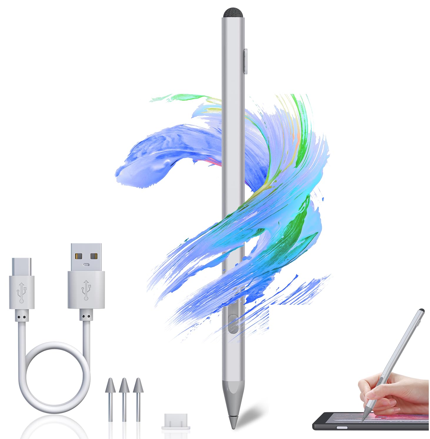 USI 2.0 Stylus Pen with Palm Rejection - Silver UP01-SR-C-image-1dfd4378-74d9-48f3-986d-f7c92c62ed28-100971