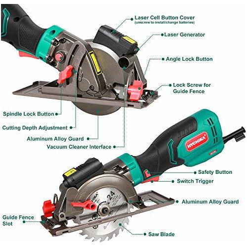 HYCHIKA Sierra Circular Mini Sierra Circular de Mano 500W 4500RPM 3 Hojas Sierra HYCHIKA Sierra Circular Mini Sierra Circular de Mano 500W 4500RPM 3 Hojas Sierra