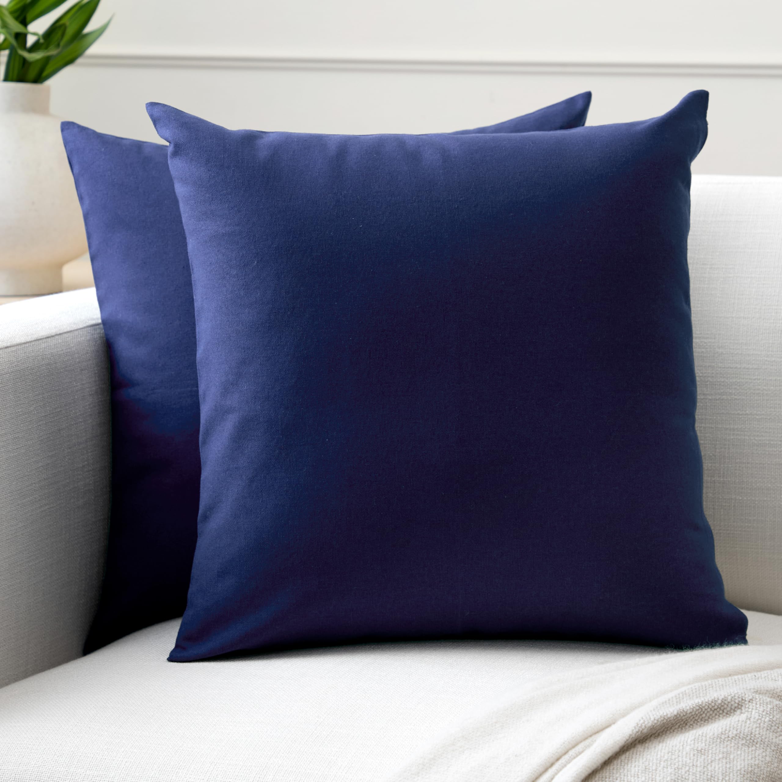 Cotton Throw Pillow Covers Set of 2 - Scotch Blue 45x45 cm
