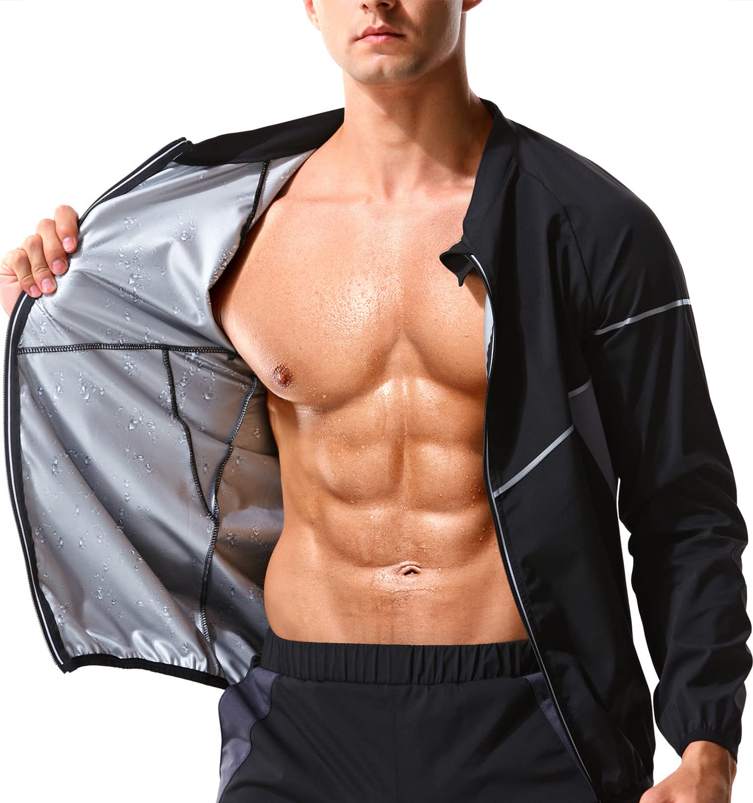 Men's Sauna Sweat Jacket - Long Sleeve Black-image-b6a99f4f-d822-486d-80c9-5c0607797dc1-89970