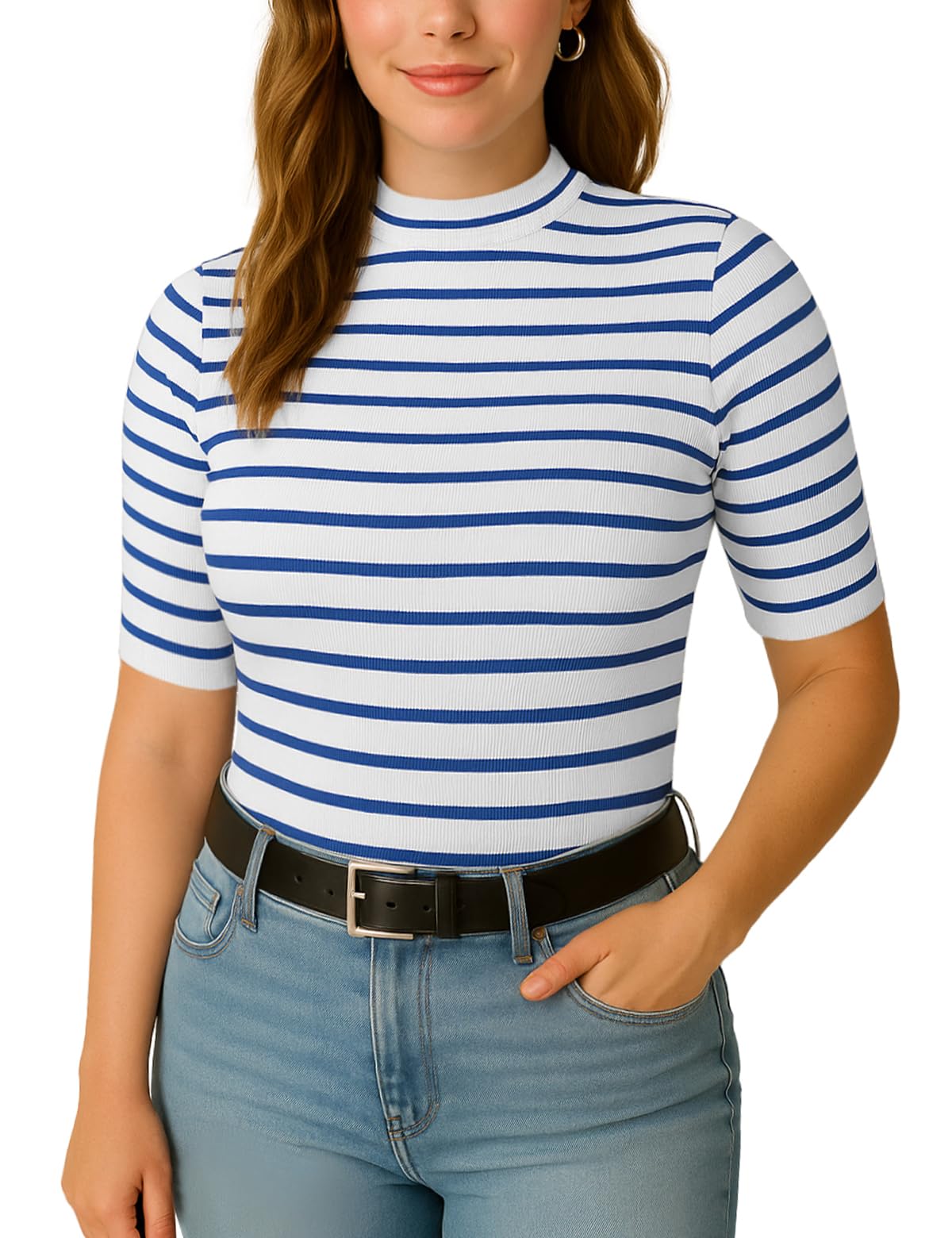 Women's Striped T-Shirt - White Blue Striped L-image-69343557-70f0-41d9-8544-184fd87d903b-119657