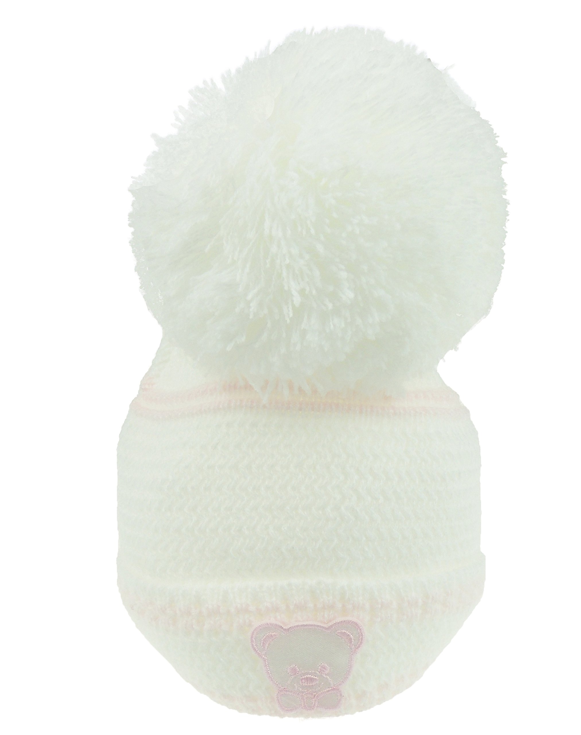 Warm Chunky Knitted Baby Beanie Cap with Pom Pom - Newborn to 6 Months (White & Pink)-image-d9597166-ff24-40e3-bafa-dfdb0942e472-66758