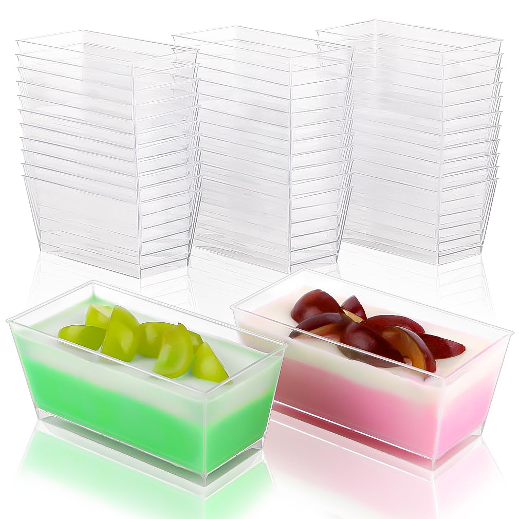 50 Pcs Plastic Dessert Cups with Spoons - 150 ML Clear Rectangle Bowls for Mousse, Tiramisu & More-image-0fa38c89-09c4-43f5-a05e-fb857755b7c1-64900