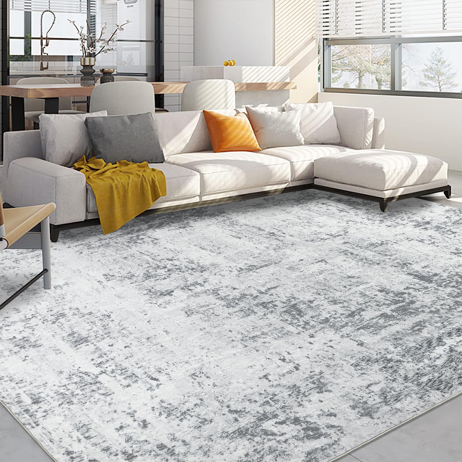 Abstract Round Rug Washable - Grey 135 cm-image-6eaa394d-2ae8-4439-a5ae-7570e5a546c9-108984