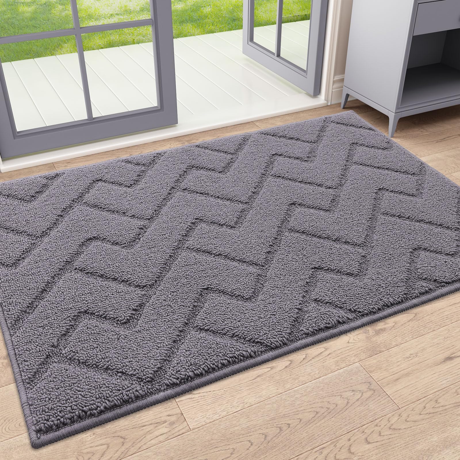 Homaxy 50x80 cm Grey Door Mat - Super Absorbent, Non-Slip, Machine Washable Indoor Rug-image-31ea4110-1aa8-4b68-800a-2cb32aed8d9e-52875