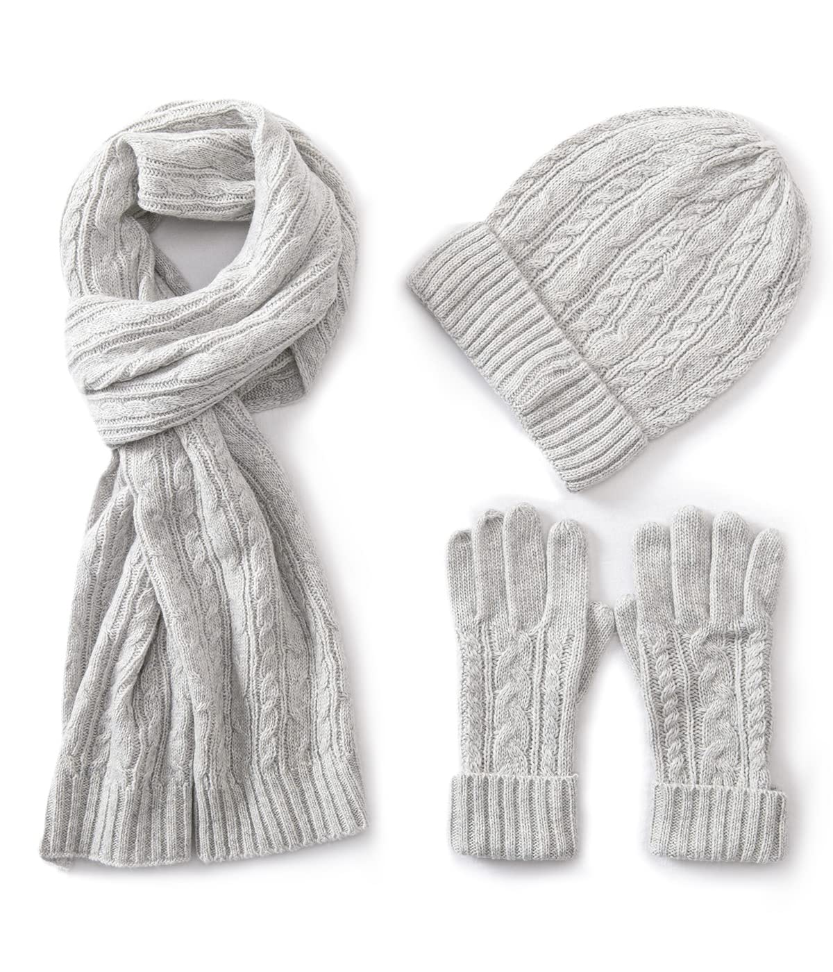 Women's Wool Hat Scarf Gloves Set - Grey One Size-image-228791c2-5679-42eb-9b63-39f2895017ca-111757