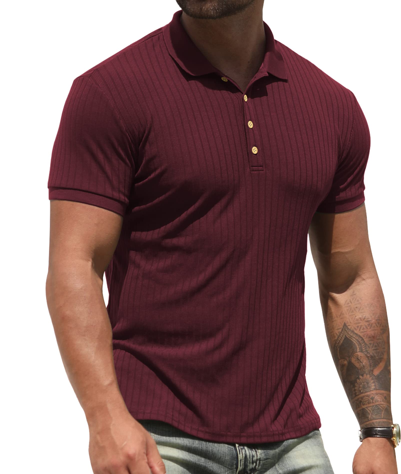 Men's Polo Shirt Slim Fit - Wine Red XXL-image-2584db7c-497d-4b53-8a52-6d0c472b4d76-84014